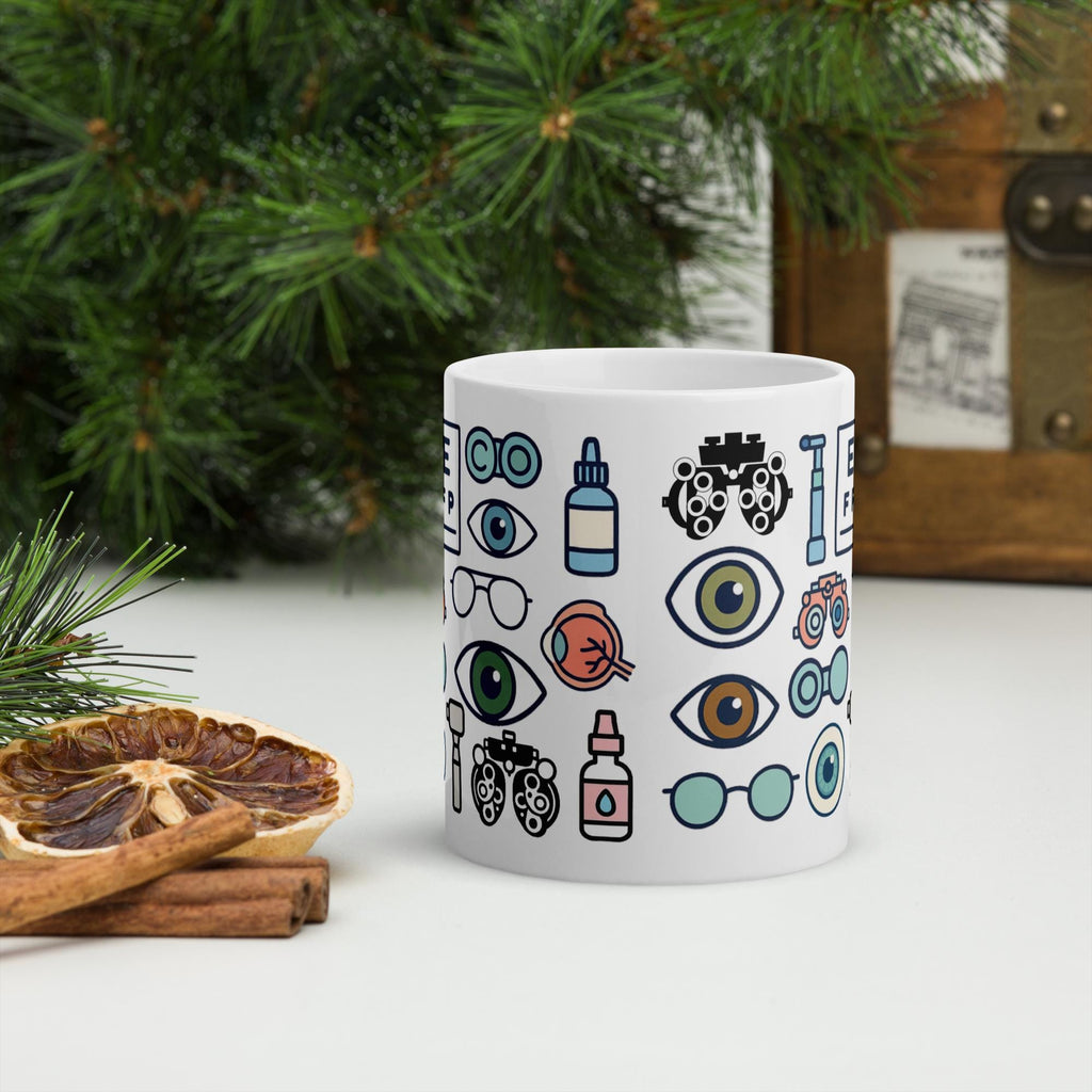 Ophthalmology & Optometry Themed Coffee Mug | Ophthalmologist, Optometrist, Eye Doctor Latte Ceramic Cup | Eye Clinic Staff Gift | Glasses