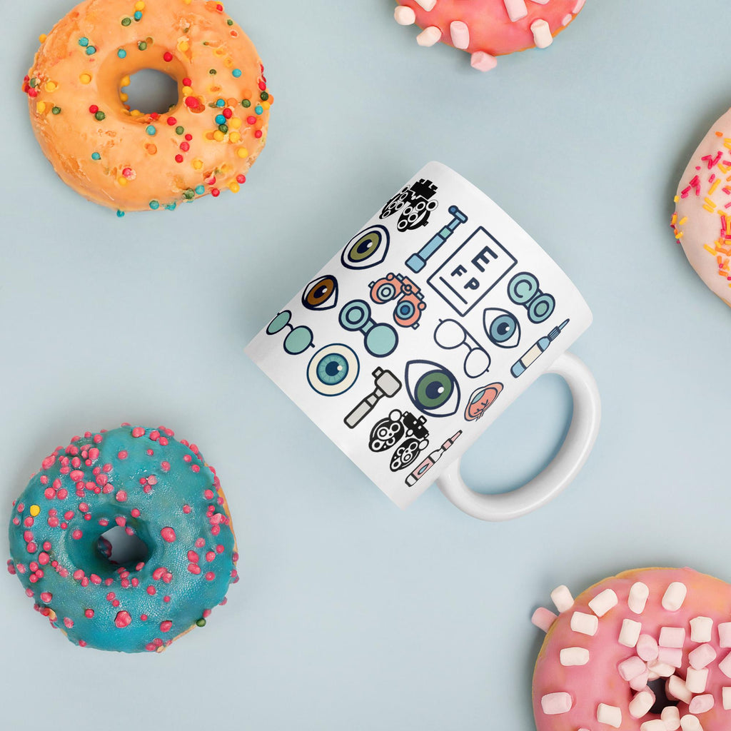 Ophthalmology & Optometry Themed Coffee Mug | Ophthalmologist, Optometrist, Eye Doctor Latte Ceramic Cup | Eye Clinic Staff Gift | Glasses