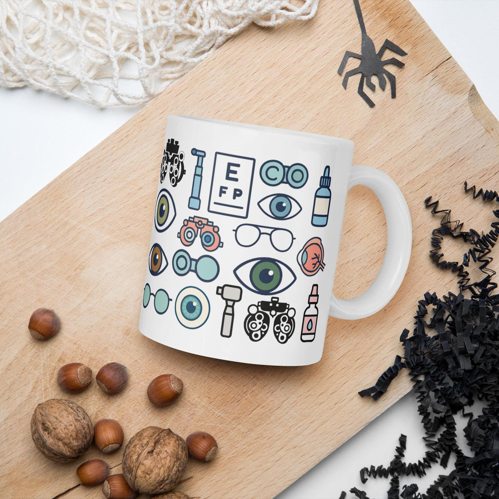Ophthalmology & Optometry Themed Coffee Mug | Ophthalmologist, Optometrist, Eye Doctor Latte Ceramic Cup | Eye Clinic Staff Gift | Glasses