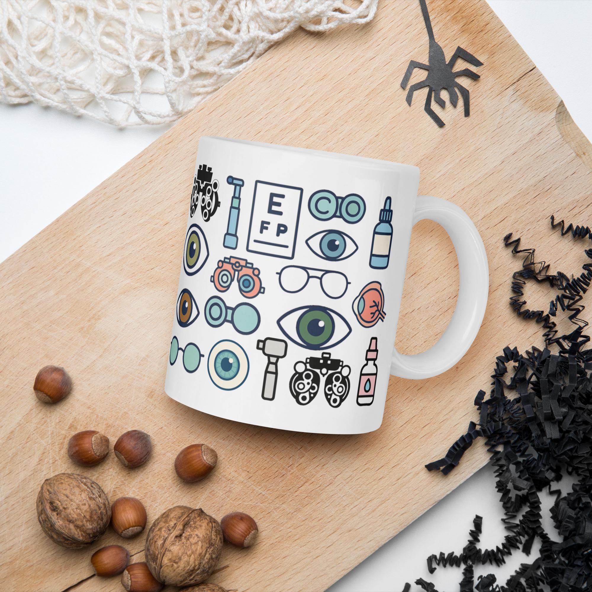 Ophthalmology & Optometry Themed Coffee Mug | Ophthalmologist, Optometrist, Eye Doctor Latte Ceramic Cup | Eye Clinic Staff Gift | Glasses