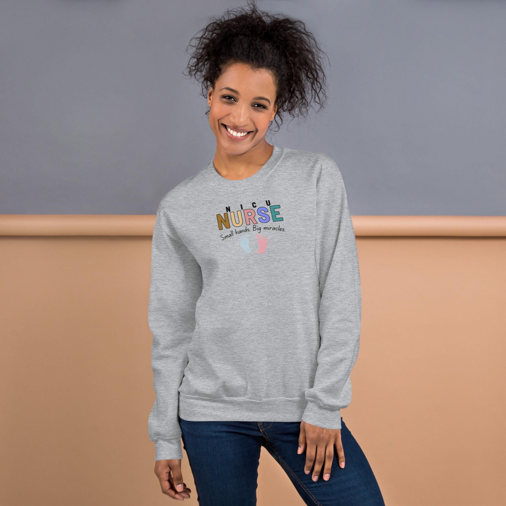 NICU Registered Nurse Sweatshirt | Neonatal Intensive Care Unit RN Sweater | Neonatal ICU Nurse Shirt | New Nurse Gift | Baby Footprints
