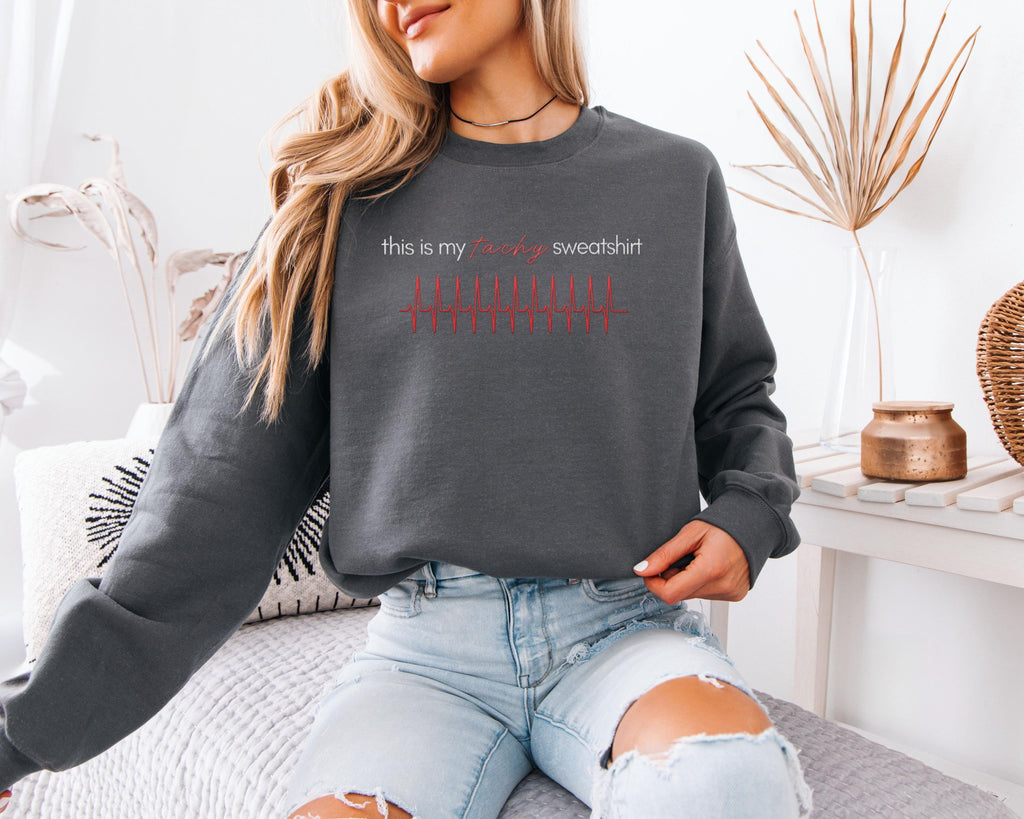 Cardiology Themed Embroidered Sweatshirt for Doctor & Nurse | Cardiologist, Physician, Resident Gift | RN, PA, NP Sweater | Medical Humor