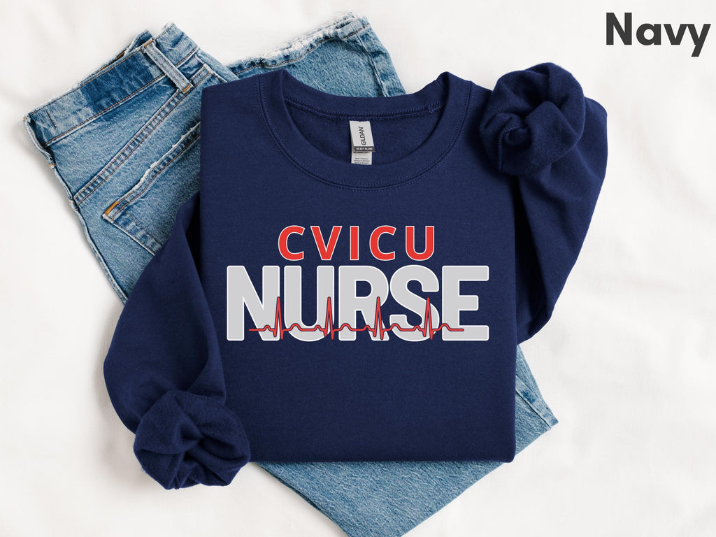 Cardiovascular and CVICU Nurse EKG & Heart Sweatshirt | Cardiac Intensive Care Unit RN Sweater | New Nurse and Nursing School Grad Gift