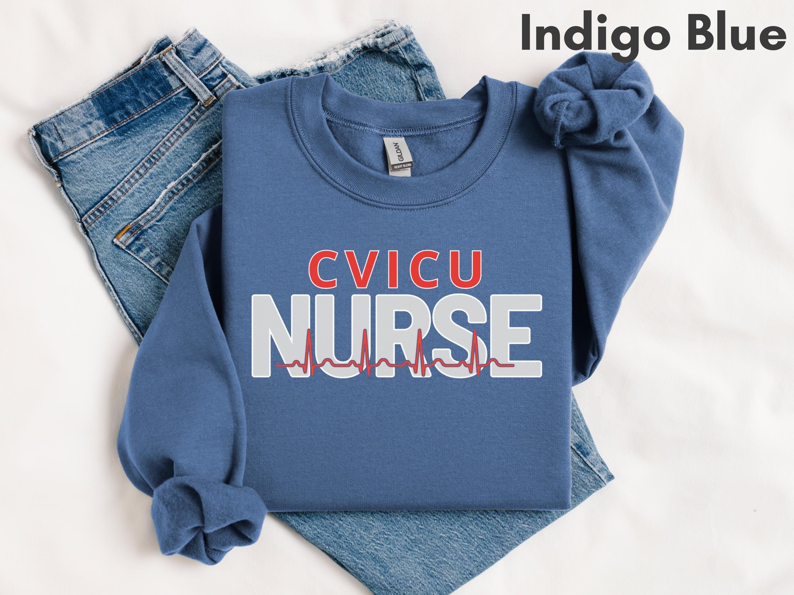 Cardiovascular and CVICU Nurse EKG & Heart Sweatshirt | Cardiac Intensive Care Unit RN Sweater | New Nurse and Nursing School Grad Gift