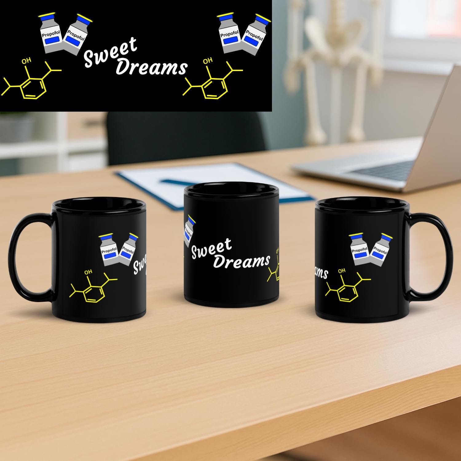 Anesthesia Themed Ceramic Coffee Mug | Anesthesiologist, CRNA, SRNA, Nurse Anesthetist Gift | Doctor, Resident, Medical Student | Propofol |