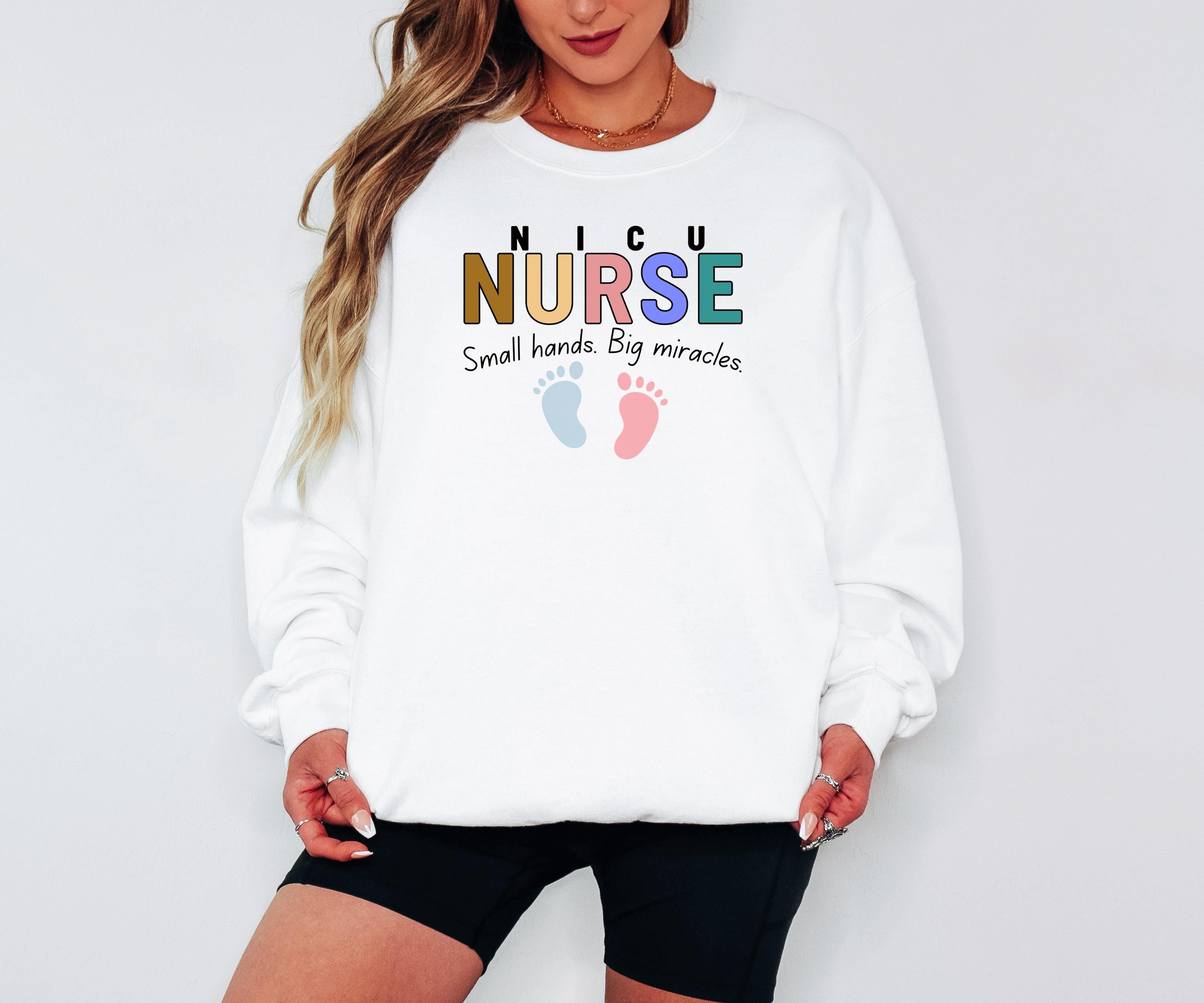 NICU Registered Nurse Sweatshirt | Neonatal Intensive Care Unit RN Sweater | Neonatal ICU Nurse Shirt | New Nurse Gift | Baby Footprints