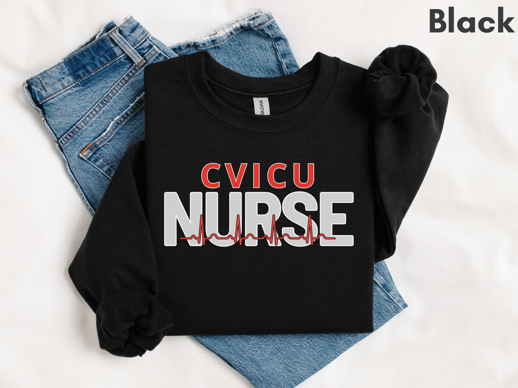 Cardiovascular and CVICU Nurse EKG & Heart Sweatshirt | Cardiac Intensive Care Unit RN Sweater | New Nurse and Nursing School Grad Gift