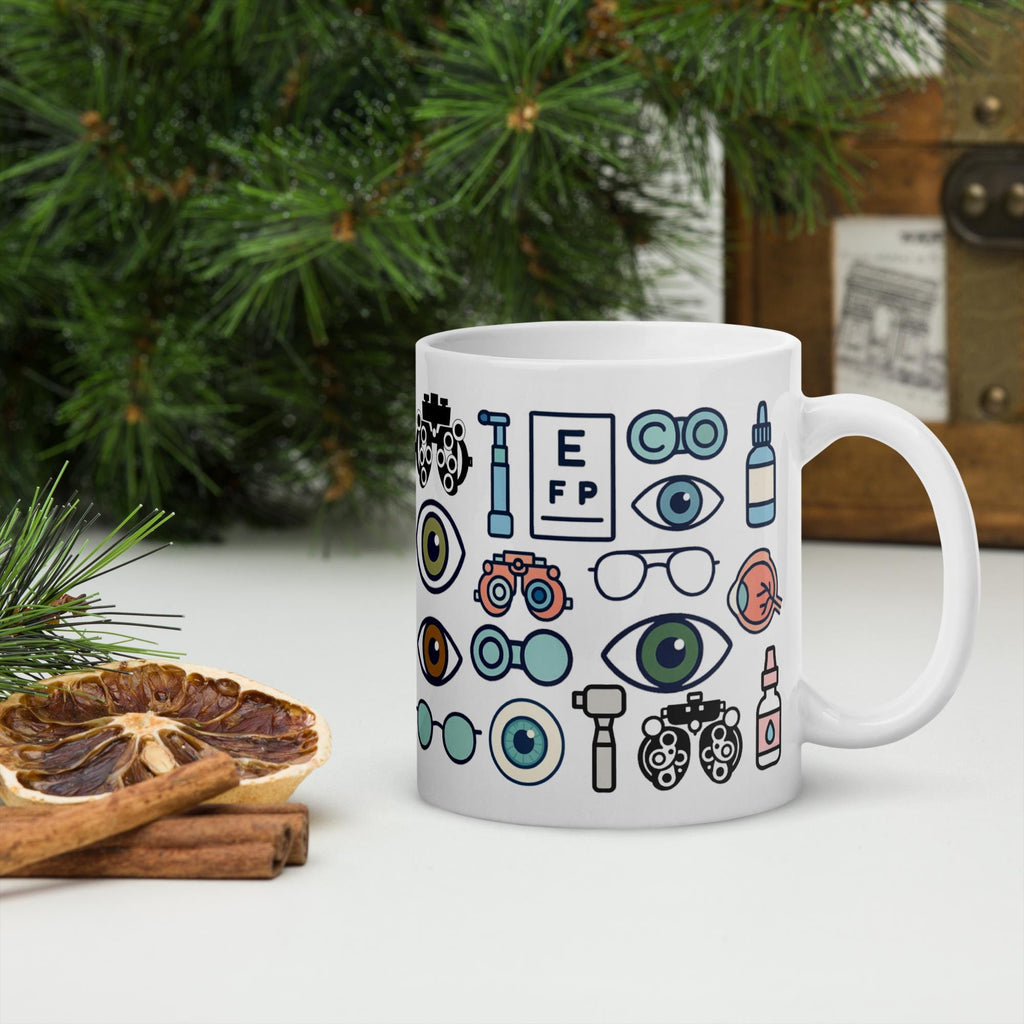 Ophthalmology & Optometry Themed Coffee Mug | Ophthalmologist, Optometrist, Eye Doctor Latte Ceramic Cup | Eye Clinic Staff Gift | Glasses