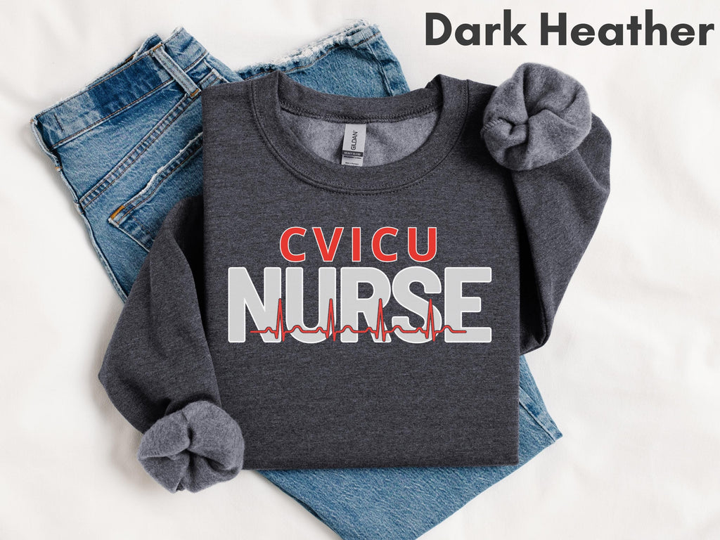 Cardiovascular and CVICU Nurse EKG & Heart Sweatshirt | Cardiac Intensive Care Unit RN Sweater | New Nurse and Nursing School Grad Gift