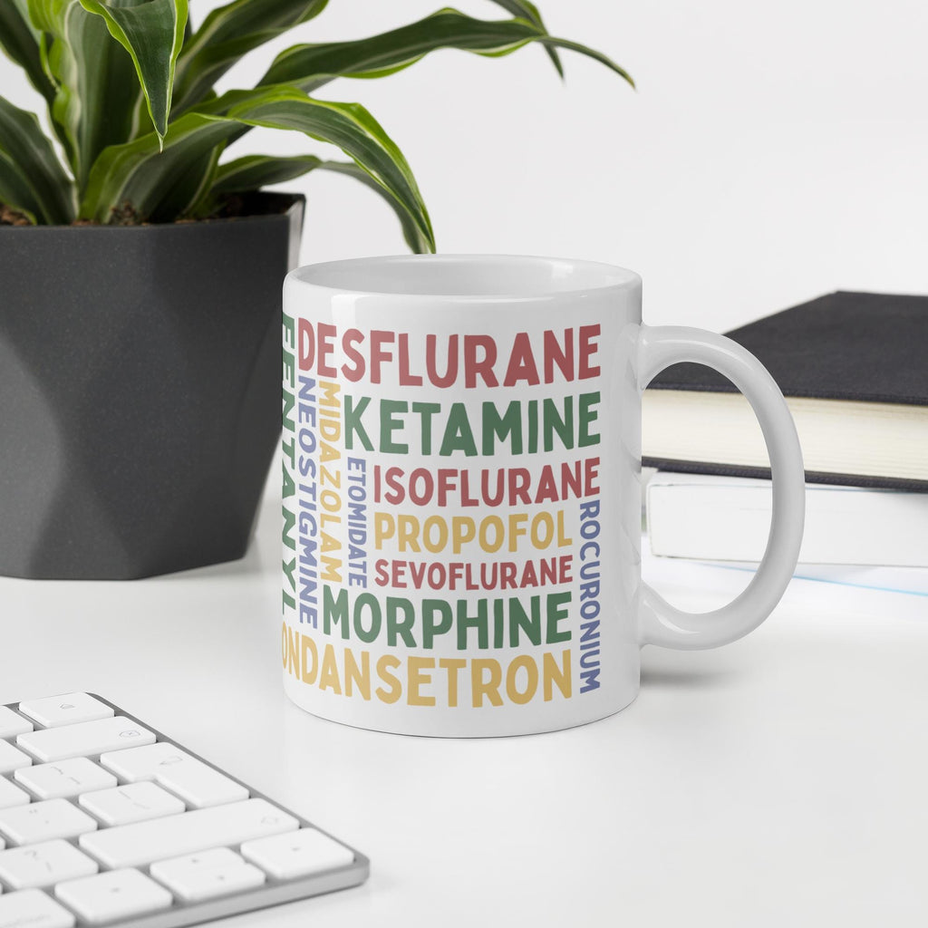 Anesthesia Medication Coffee & Latte Ceramic Mug | Anesthesiologist, CRNA Gift | Anesthesiology Tea Cup | SRNA, New ICU Nurse | Propofol