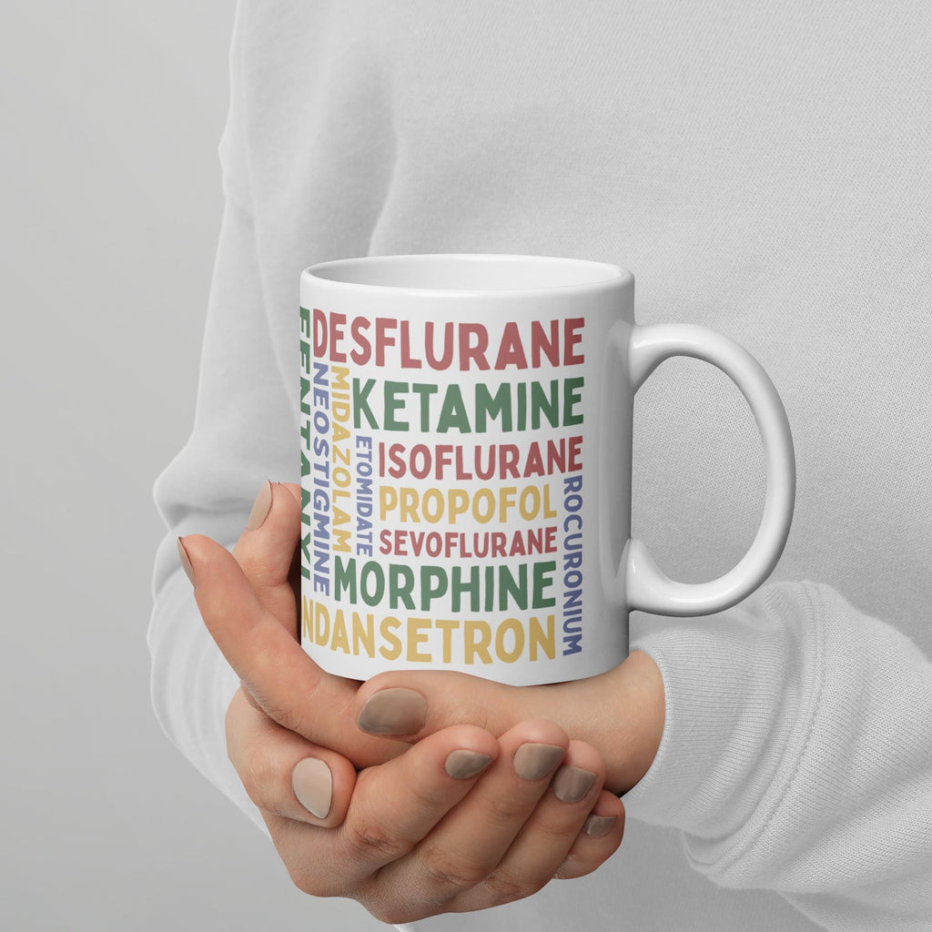 Anesthesia Medication Coffee & Latte Ceramic Mug | Anesthesiologist, CRNA Gift | Anesthesiology Tea Cup | SRNA, New ICU Nurse | Propofol