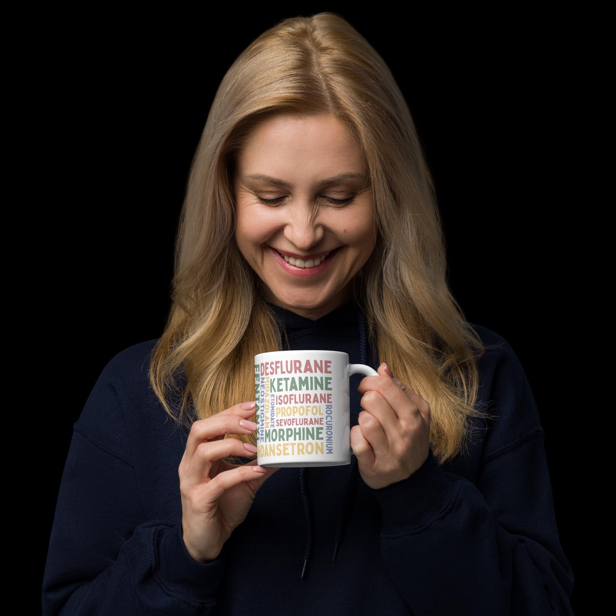 Anesthesia Medication Coffee & Latte Ceramic Mug | Anesthesiologist, CRNA Gift | Anesthesiology Tea Cup | SRNA, New ICU Nurse | Propofol