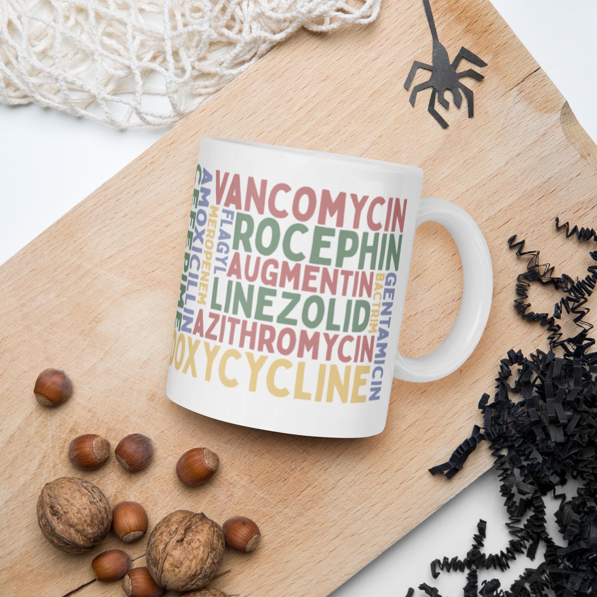 Antibiotics Pharmacy Coffee & Latte Mug | Pharmacist, Infectious Disease Doctor Gift | Pharmacy Student, Internal Medicine Cup | Med School