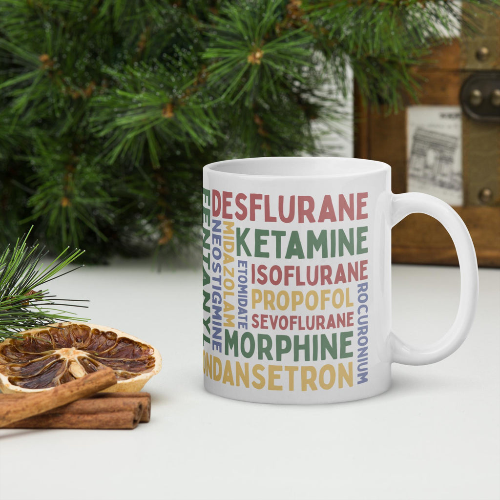 Anesthesia Medication Coffee & Latte Ceramic Mug | Anesthesiologist, CRNA Gift | Anesthesiology Tea Cup | SRNA, New ICU Nurse | Propofol
