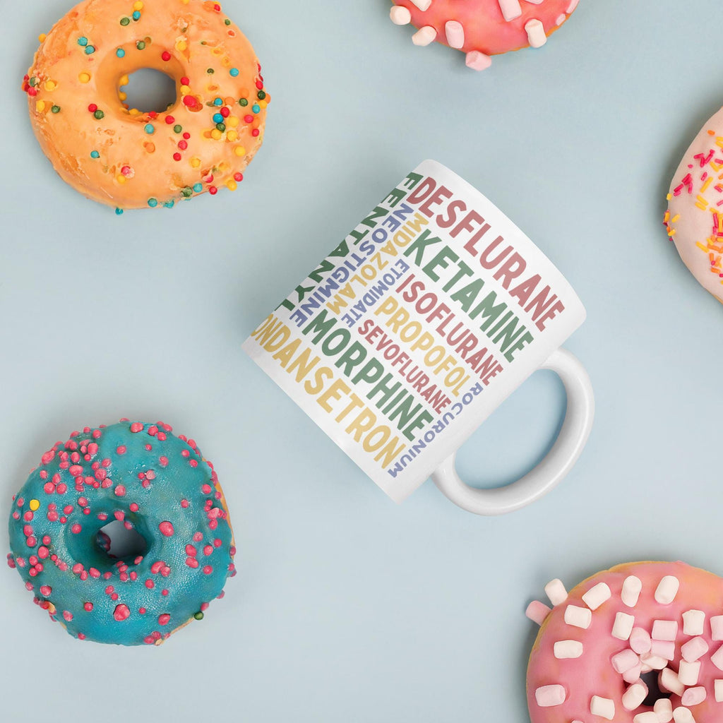 Anesthesia Medication Coffee & Latte Ceramic Mug | Anesthesiologist, CRNA Gift | Anesthesiology Tea Cup | SRNA, New ICU Nurse | Propofol